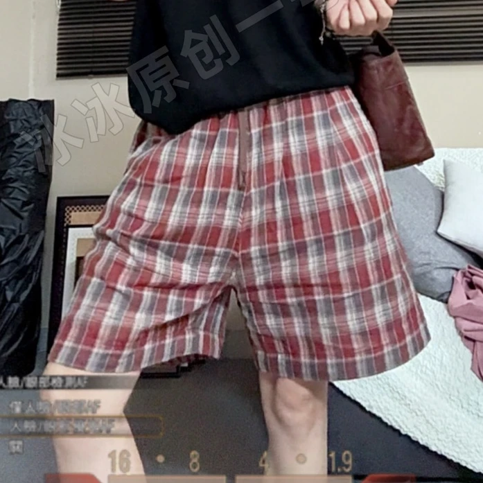 【冰冰一号店】5725双层棉格子短裤休闲时尚百搭女装