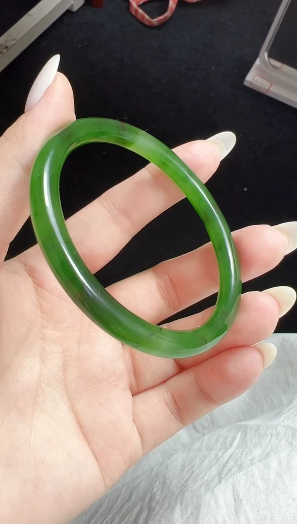 和田玉手镯未镶嵌2****）碧玉美人条手镯 59mm