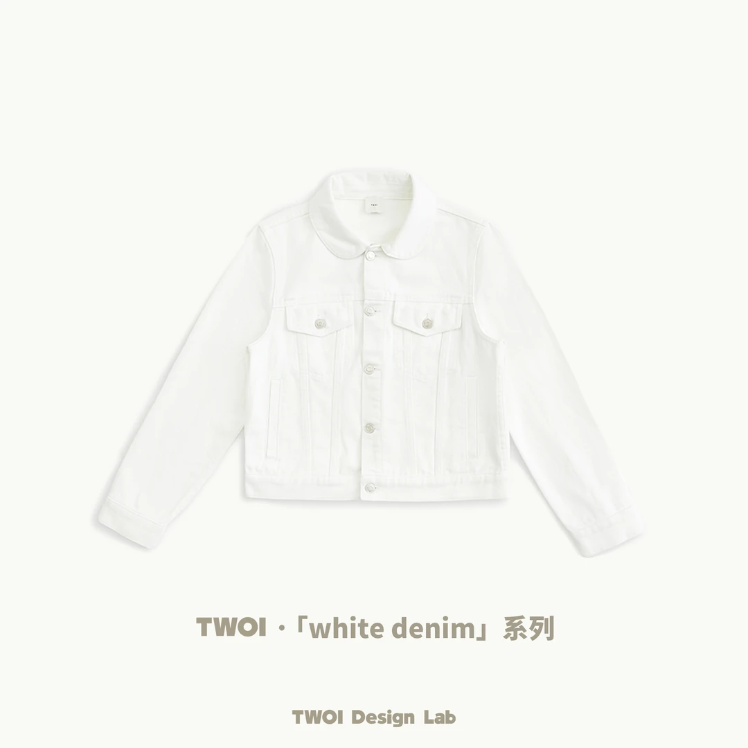 TWOI Design Lab "white denim系列" 「奶油白娃娃领2兜牛仔外套」