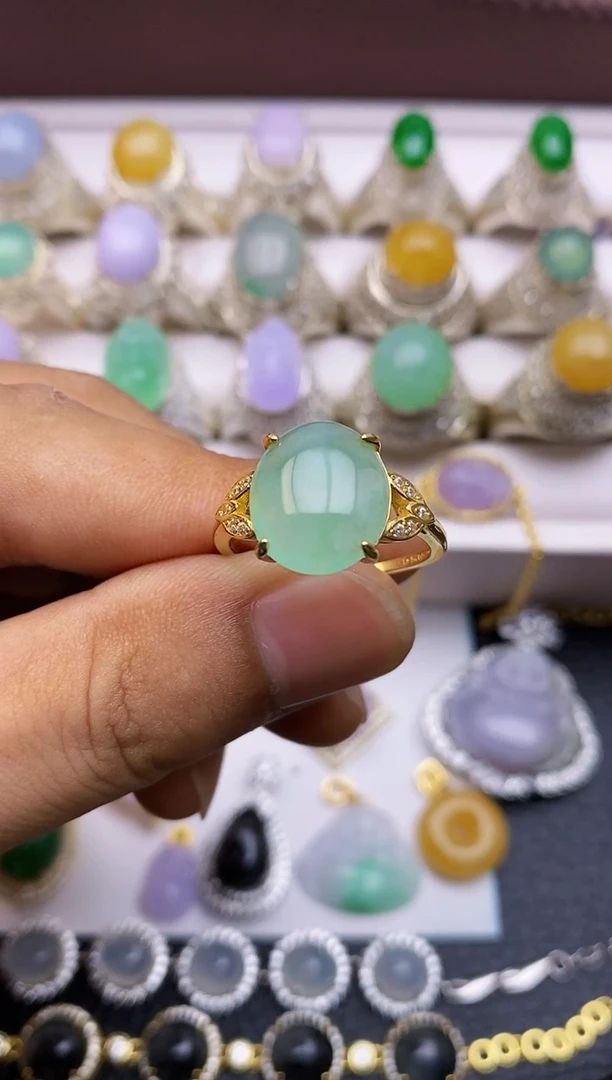 翡翠戒指银S925镶嵌/0065