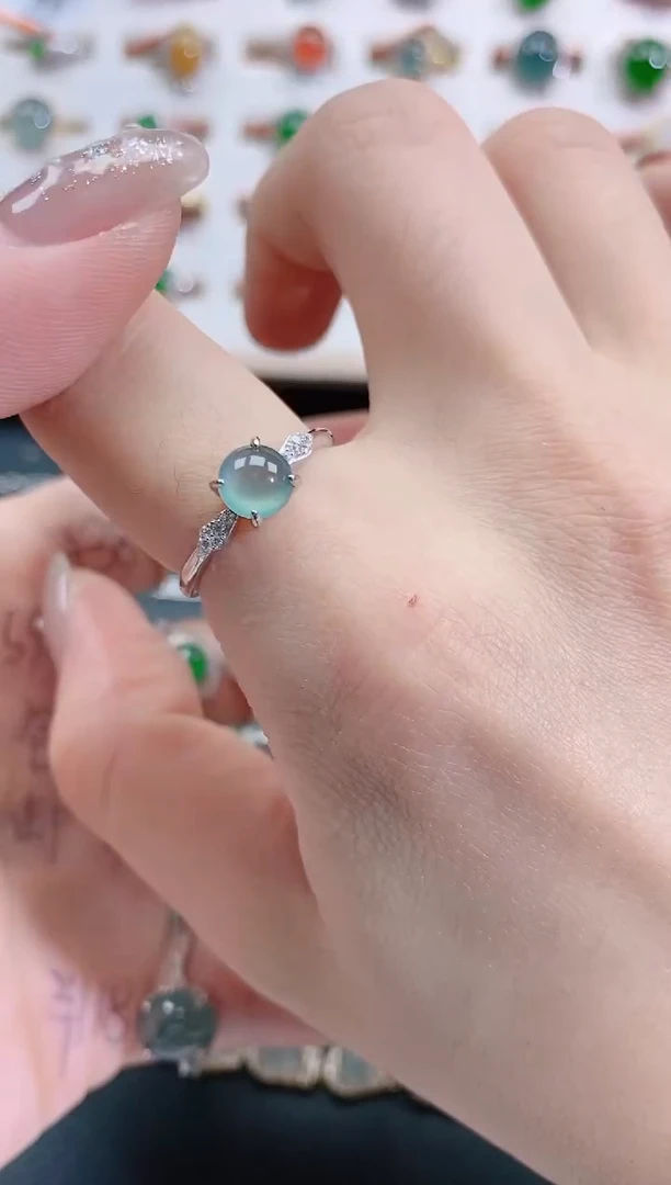 银S925镶嵌戒指翡翠天然翡翠