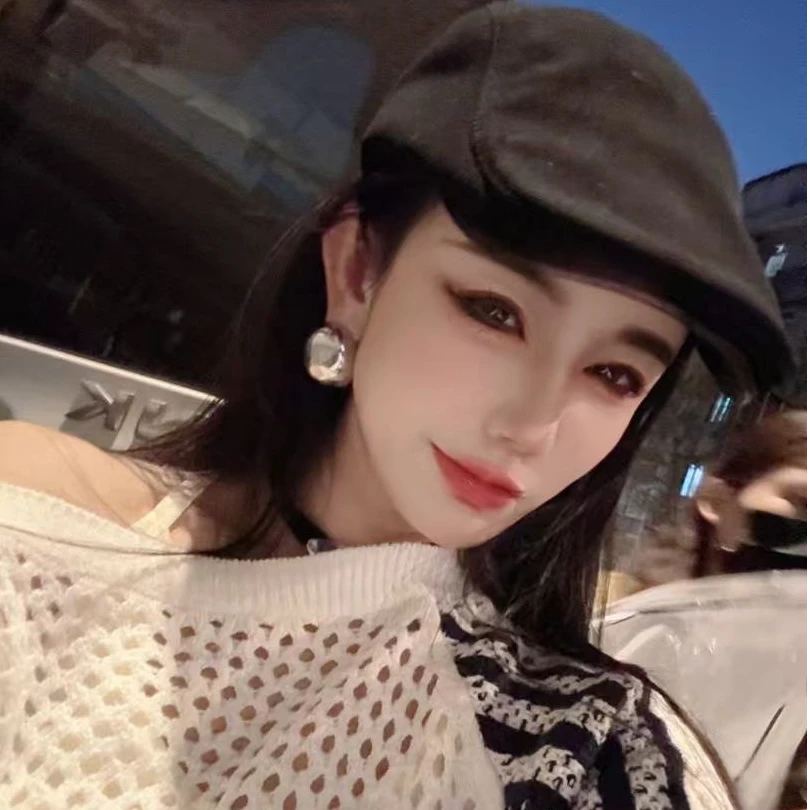 春秋小羊皮百搭鸭舌帽222