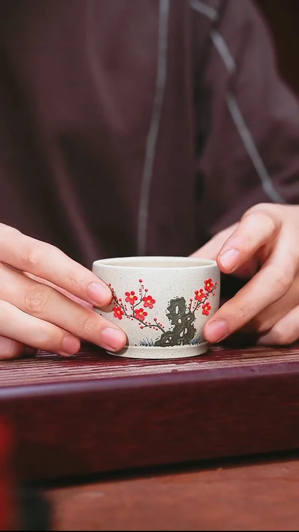 紫砂公道杯宜兴原矿紫砂  白段红梅