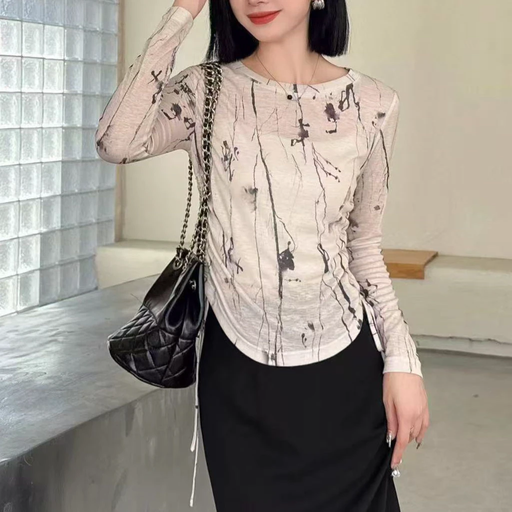 无印心匠抽绳收腰&设计感别致 长袖 T恤 A08809