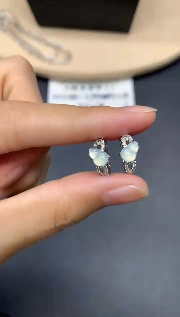 翡翠银S925镶嵌耳饰葫芦【多样性发其一】