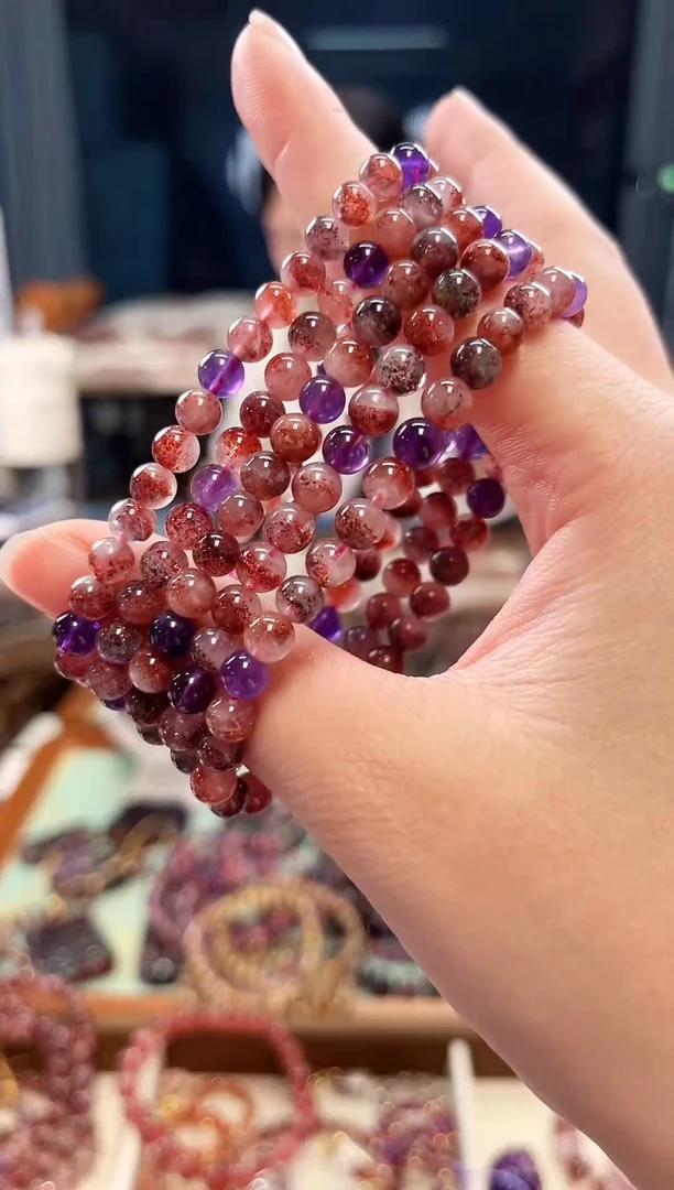 未镶嵌手串水晶桃花醉超七单圈手串5mm【多样性发一】