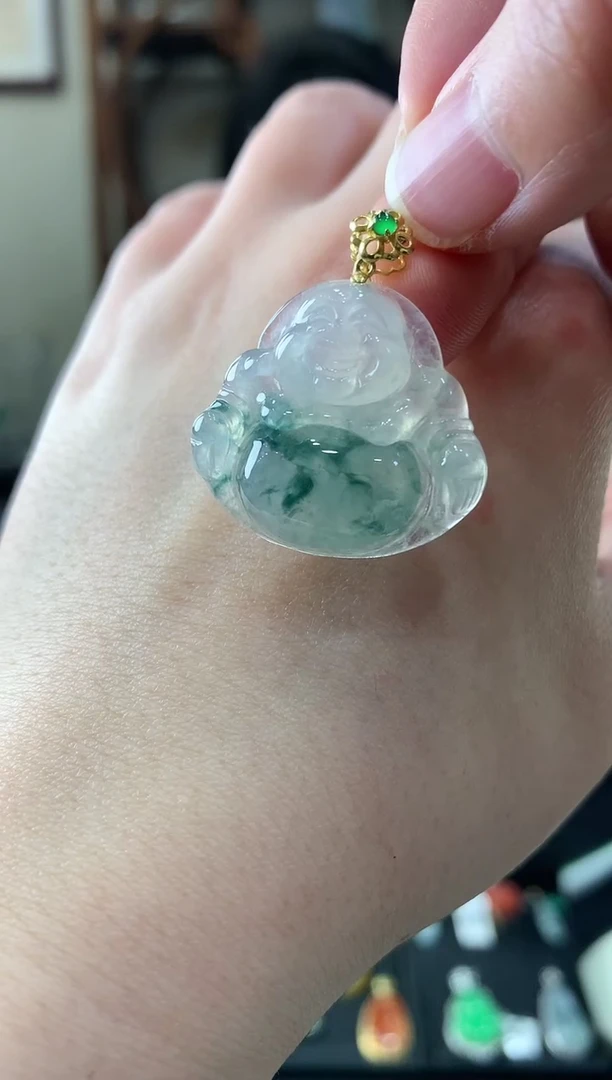 【闪购商品】翡翠吊坠(不含链)18K金镶嵌挂件