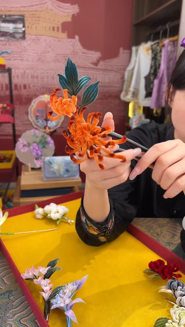 【闪购商品】刺绣非遗绒花（发饰）