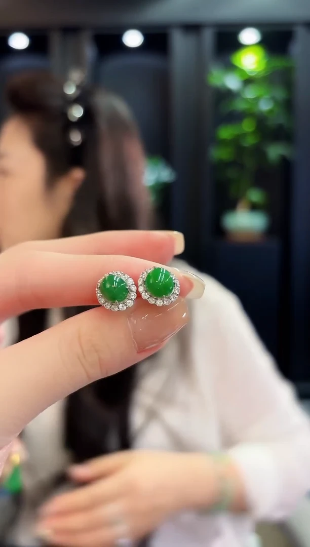 未镶嵌翡翠耳饰 缅料A货/支持复检/一件