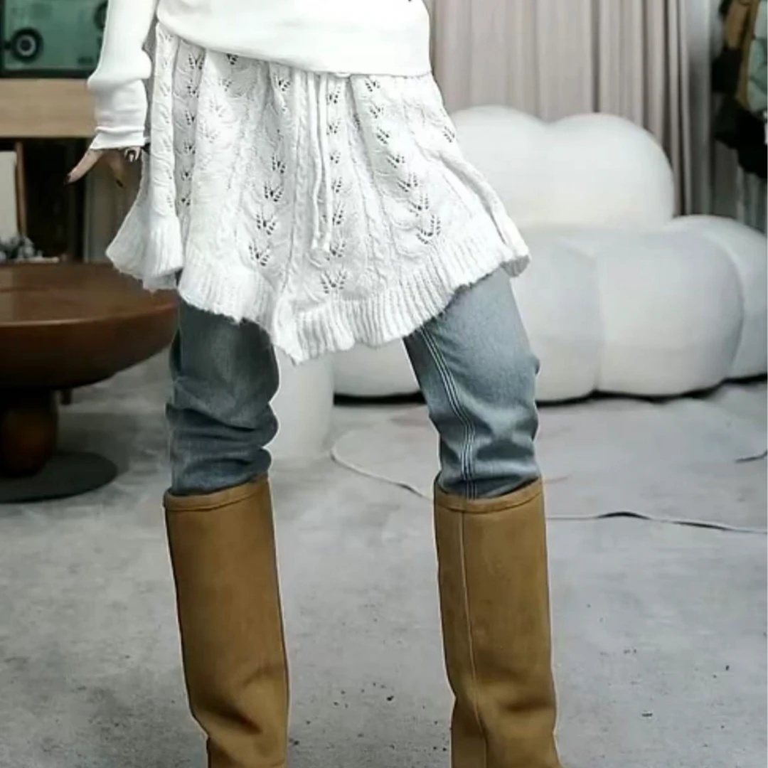 infobyfive2025冬季新款毛线针织屁帘半身裙短裙2DL0802