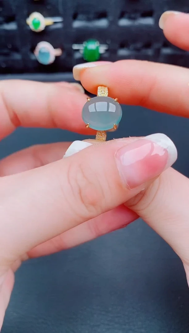 翡翠戒指银S925镶嵌天然a货翡翠127