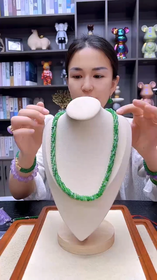 翡翠14K金镶嵌颈饰沉白diy劲饰