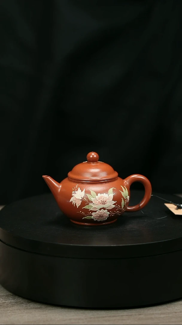 茶壶紫砂老*.H2217赵翠红牡丹堆绘水平