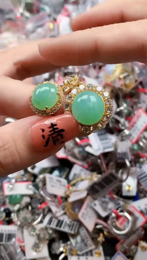 银S925镶嵌戒指翡翠天然A货缅甸翡翠