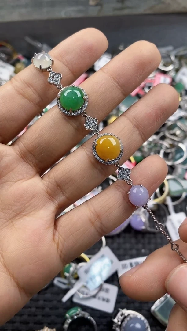 银S925镶嵌戒指翡翠444      1