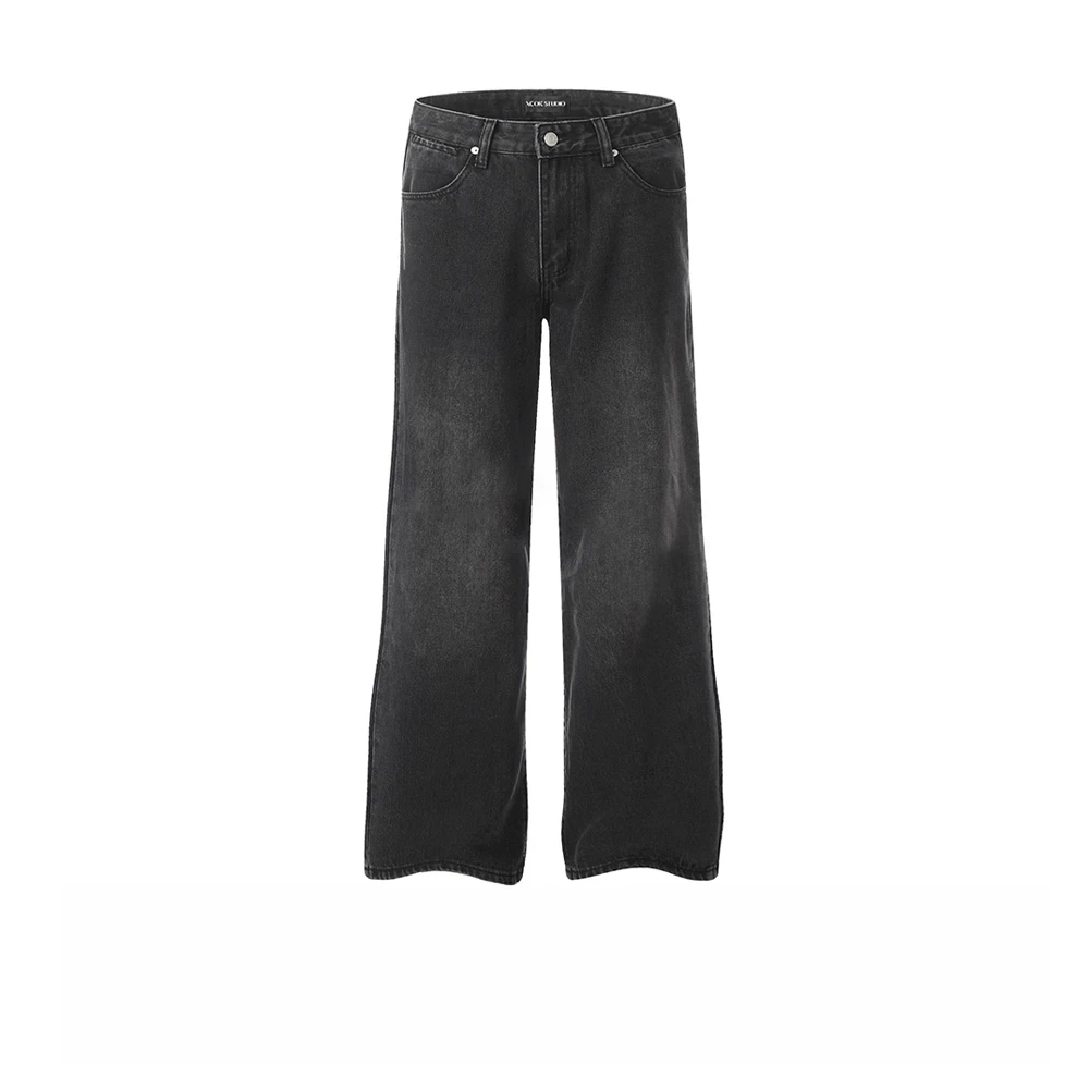 小柯XCOK“巴家bootcut”黑色牛仔裤宽松美式复古直筒微喇vibe裤K21