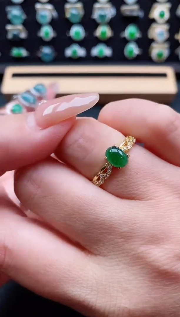 银S925镶嵌戒指翡翠1