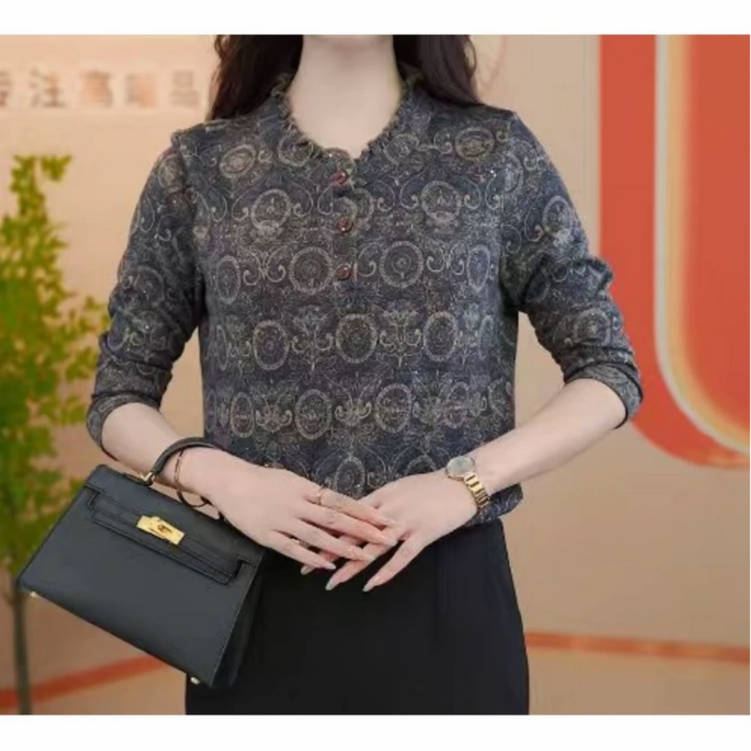 2025年初秋款年轮减龄百搭女衬衫修身款女装上衣洋气气质套头0915