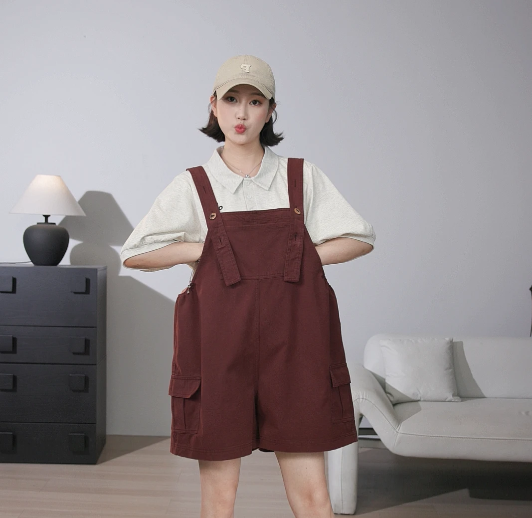 【兜兜家】韩系简约显瘦宽松工装背带裤