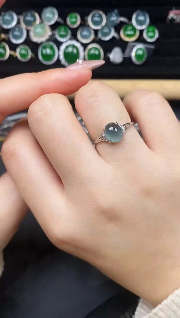 银S925镶嵌戒指翡翠37838