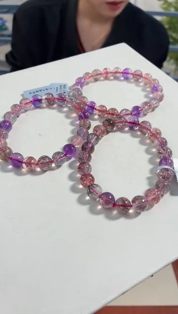 水晶手链未镶嵌8.8-9mm黑加仑超七手链多样性发其一