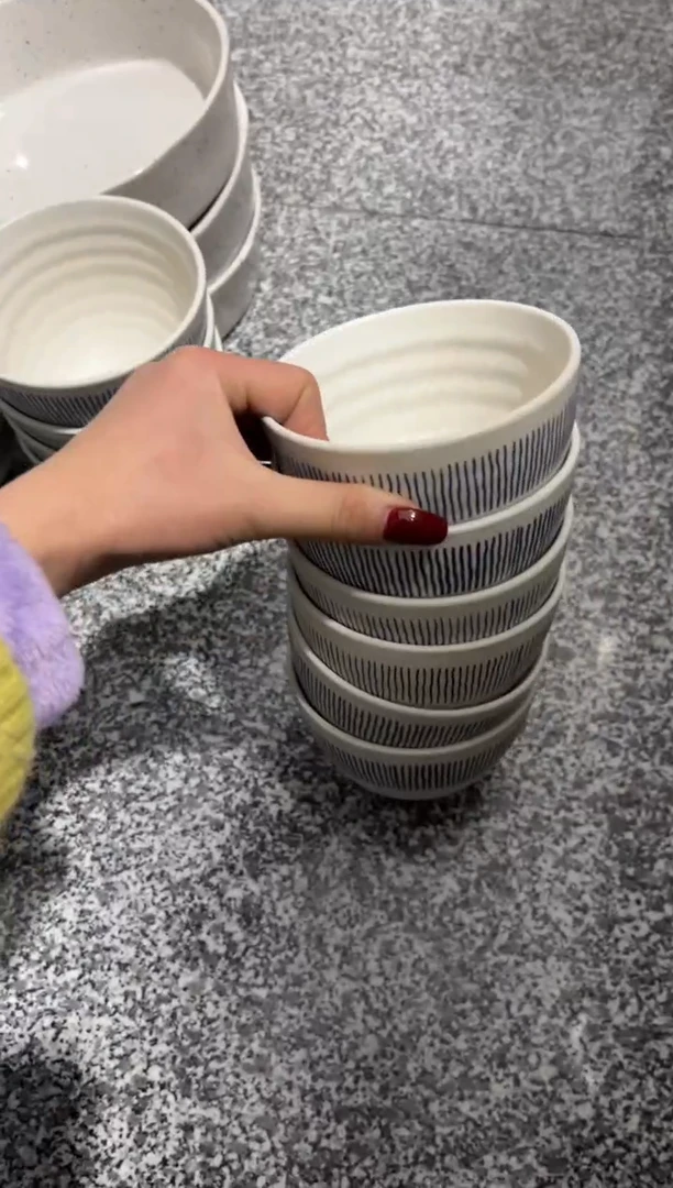 【闪购商品】瓷宜家线条哑光4.5寸米饭碗6只装（微瑕）