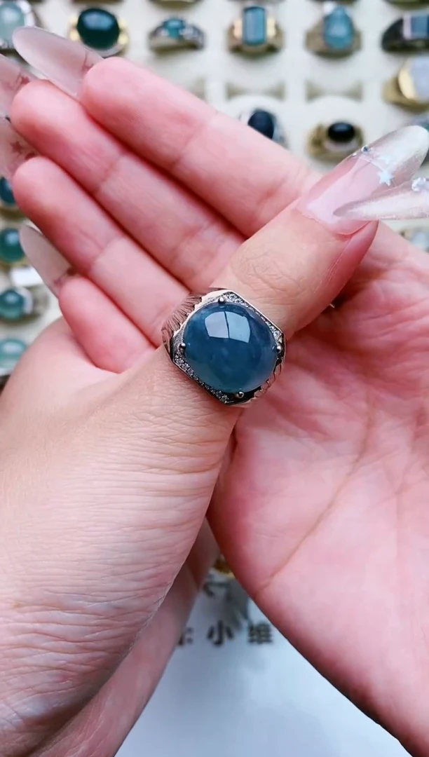 翡翠戒指未镶嵌天然翡翠男戒