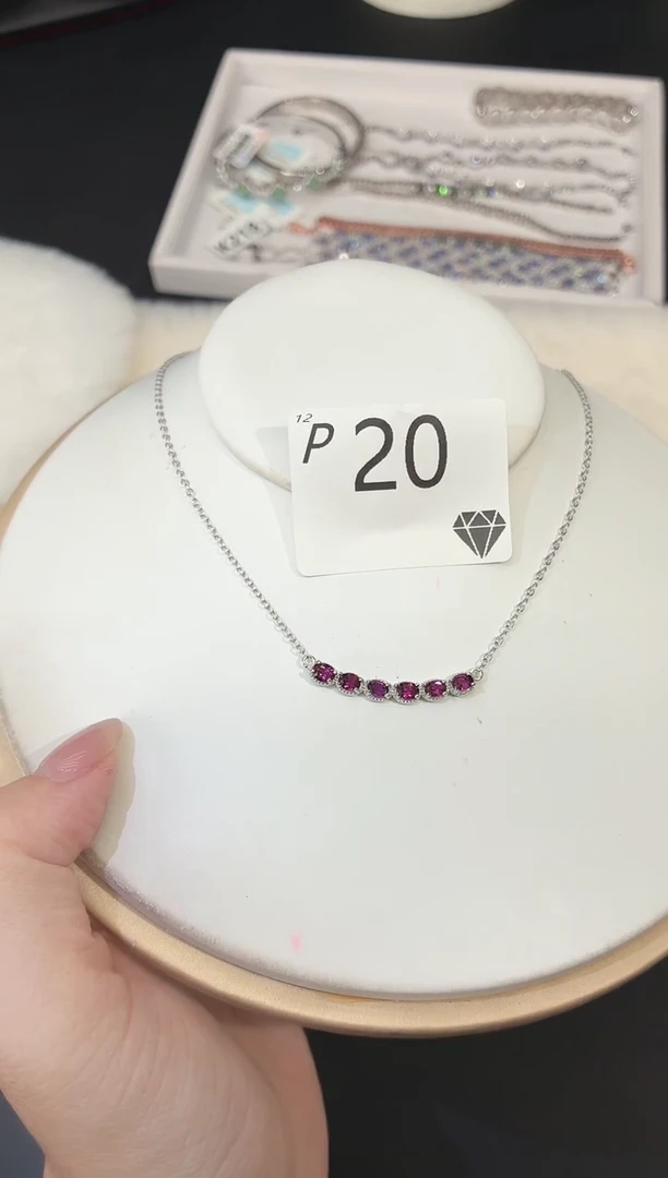 银S925镶嵌项链石榴石多样性发一P20