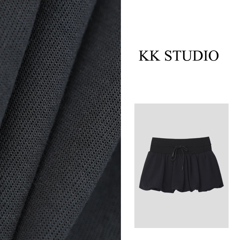 淇老板KK Studio25年早春新款简约宽腰头花苞短半裙休闲减龄8811