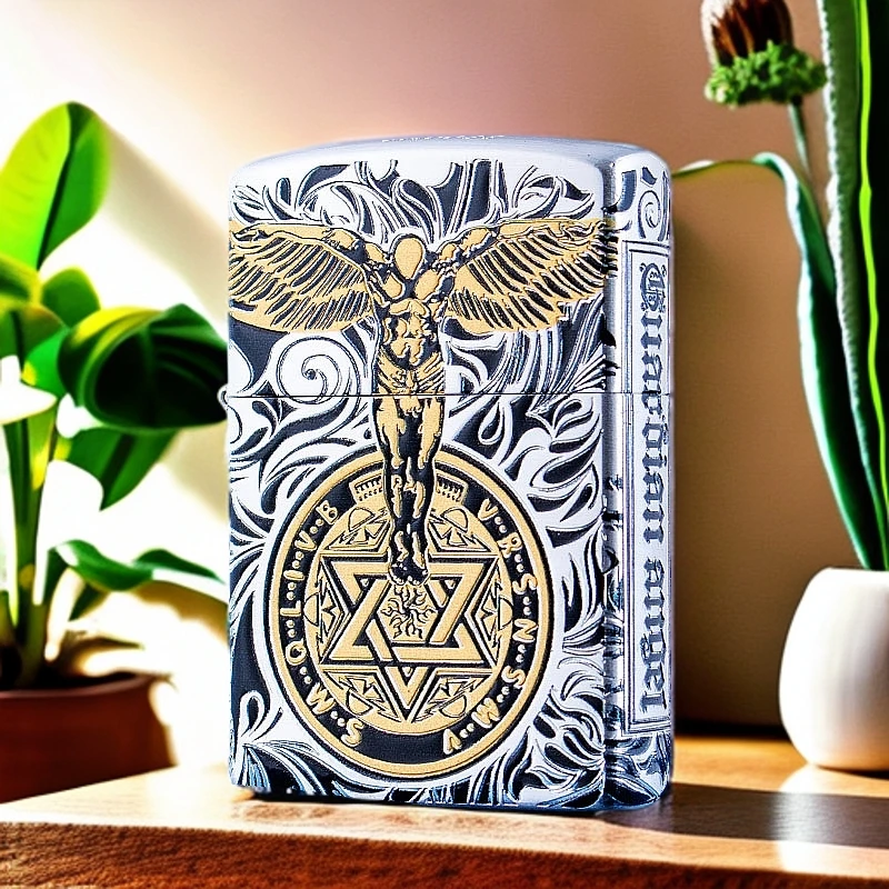 zorro原装二代银金双色守护天使煤油打火机时尚个性潮品男士礼品