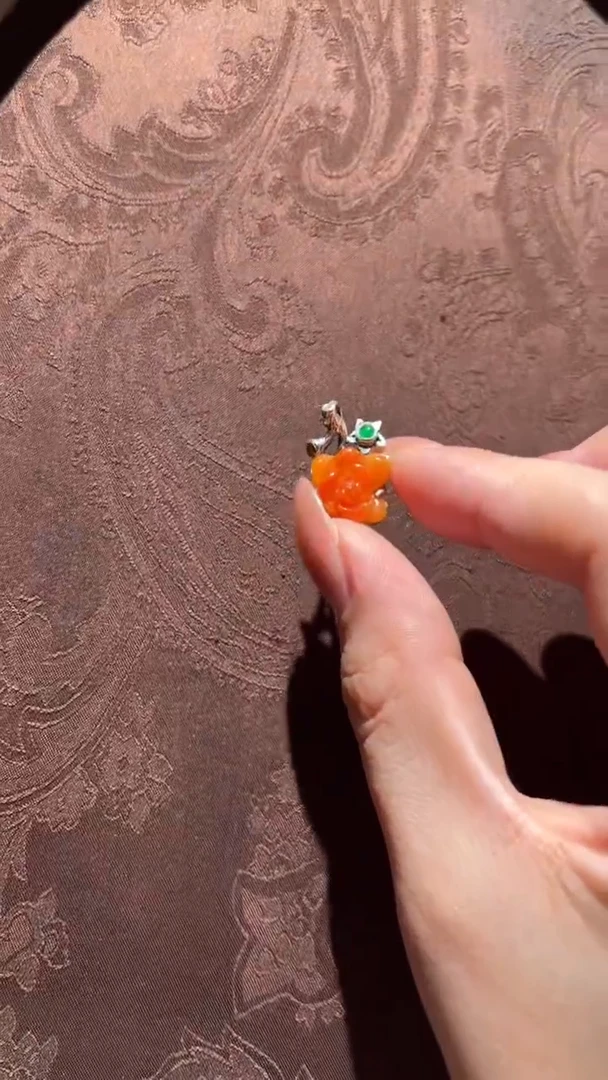 翡翠银S925镶嵌吊坠(不含链)红翡绿翠