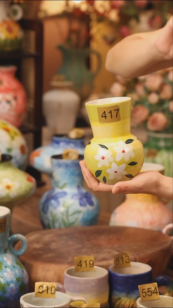 陶瓷417景德镇设计师手作花器摆件侘寂风