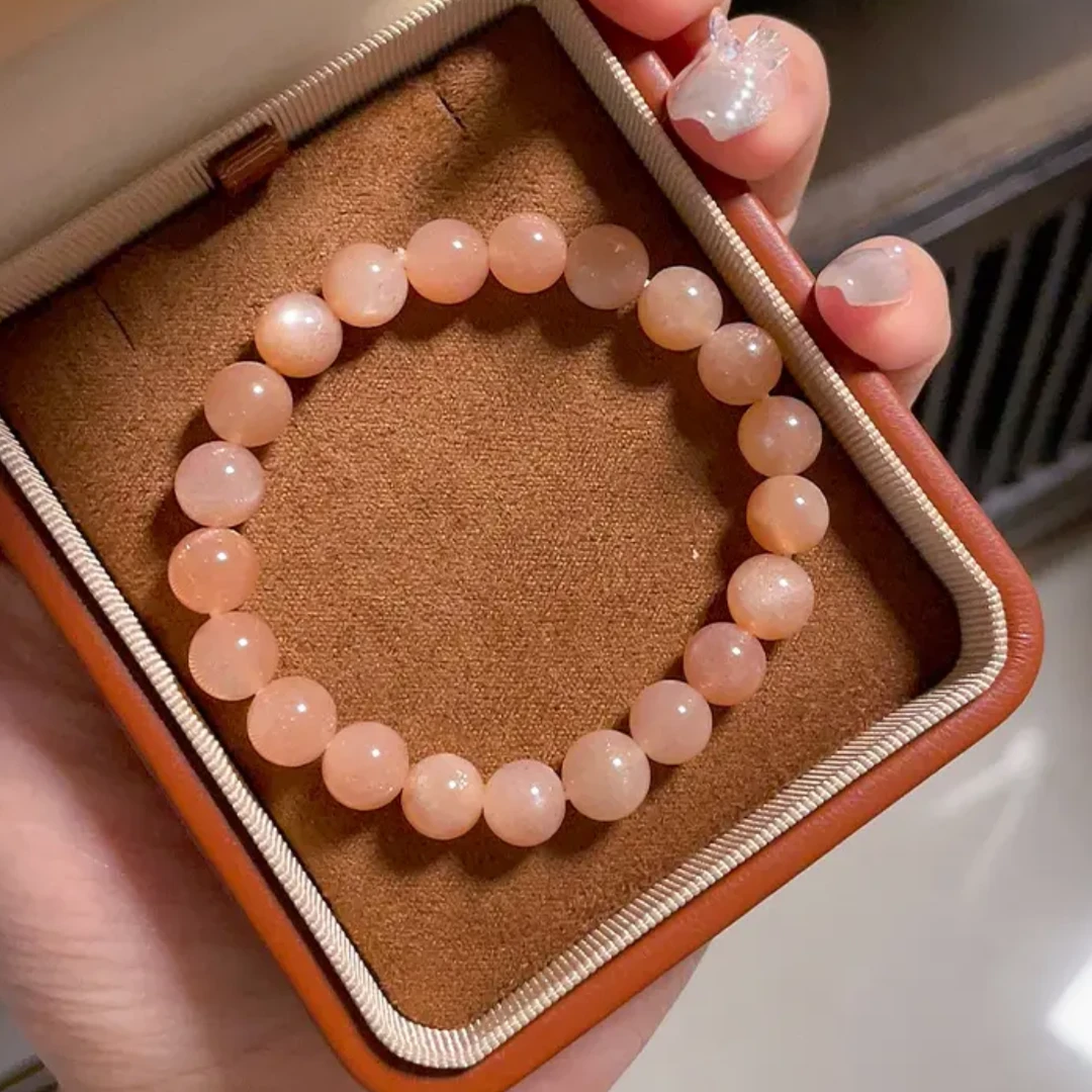 瑞诺天然太阳石手链粉色珍珠diy手工编织手串配件送女友礼物