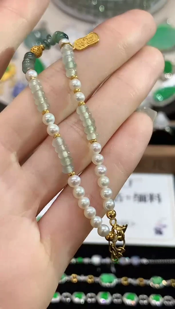 手链翡翠18K金镶嵌JF多样性发其一