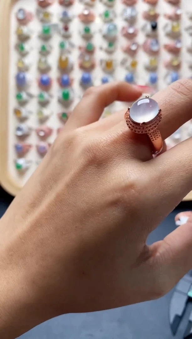 【闪购商品】翡翠戒指未镶嵌缅甸天然A货翡翠555 6+5