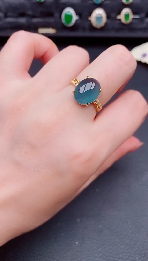 翡翠戒指银S925镶嵌天然a货翡翠246