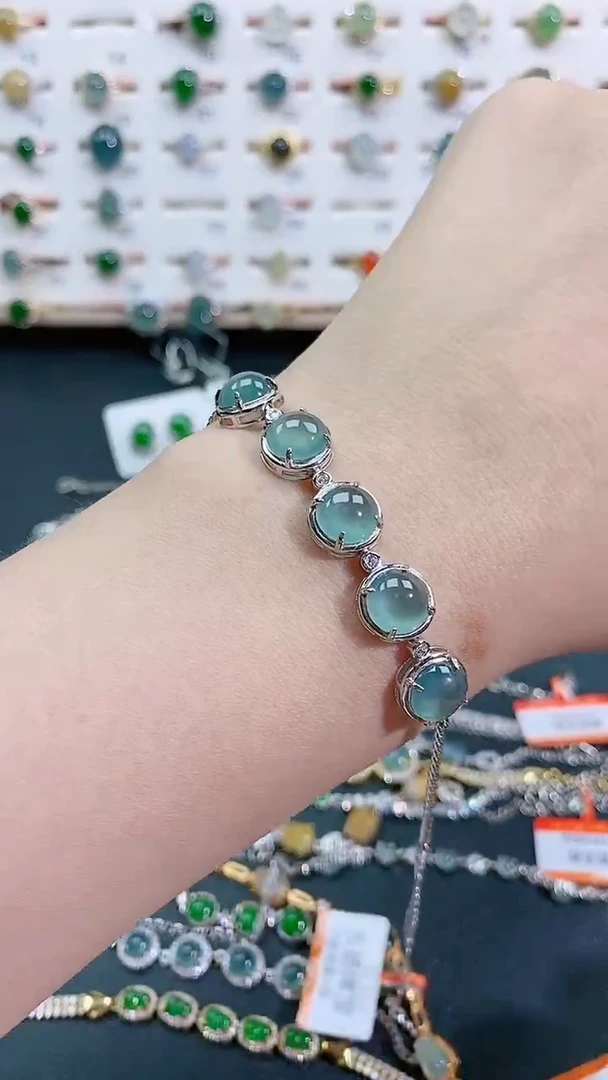 银S925镶嵌手链翡翠天然翡翠
