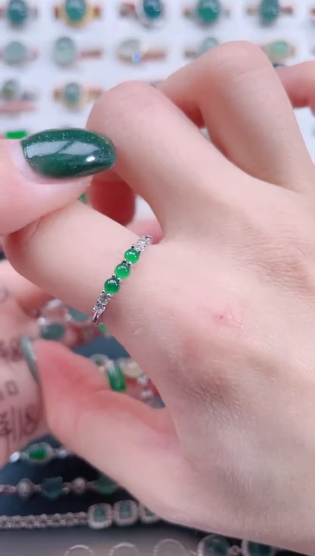 银S925镶嵌戒指翡翠天然翡翠