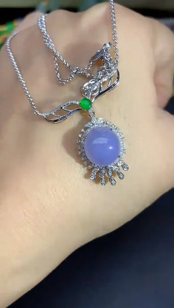 颈饰18K金镶嵌翡翠398-雪姐翡翠天天见