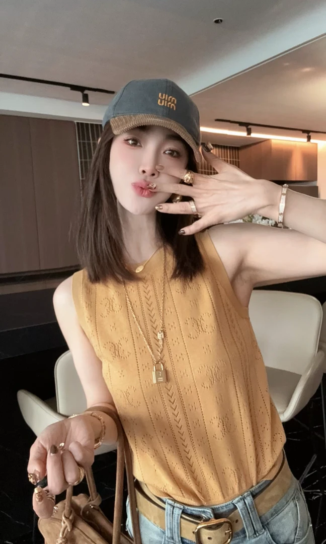 欧洲站春夏季女2025新款女装时尚气质百搭宽松显瘦针织真两件小衫