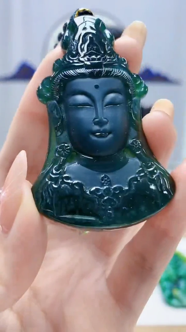 未镶嵌定制翡翠4852DD-毛货挂件赠珠链84