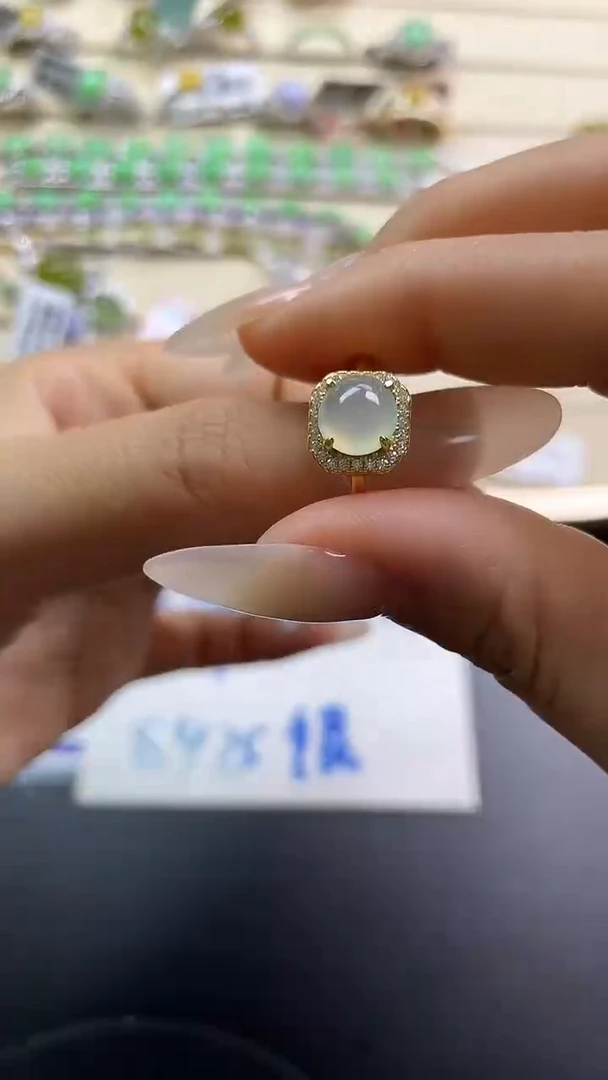 银S925镶嵌戒指翡翠翡翠 蛋面 银S925镶嵌