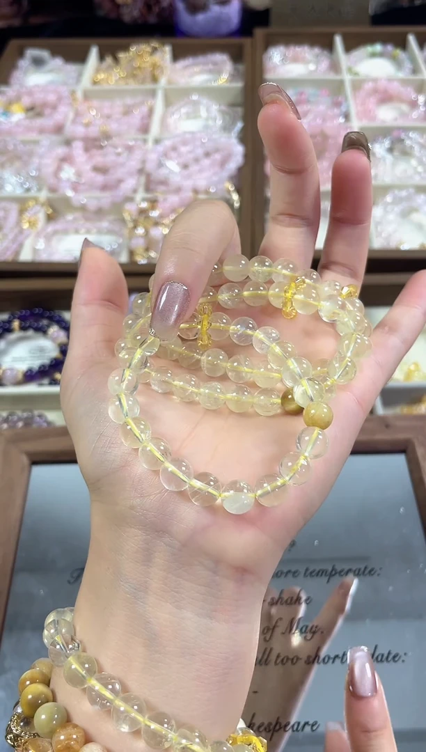 未镶嵌手串水晶天然柠檬黄水晶金虎眼手串多样发一
