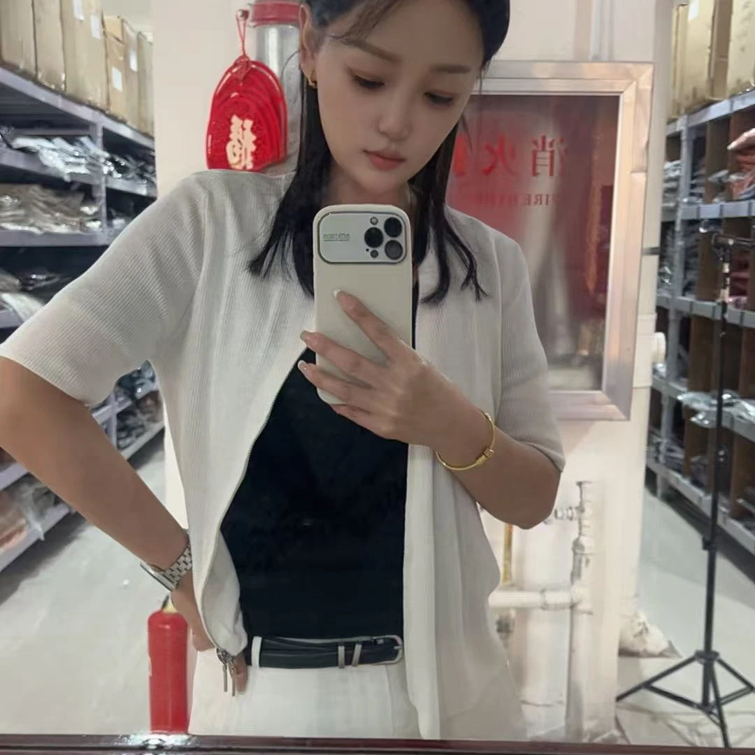 圆领拉链羊毛半袖YFW093