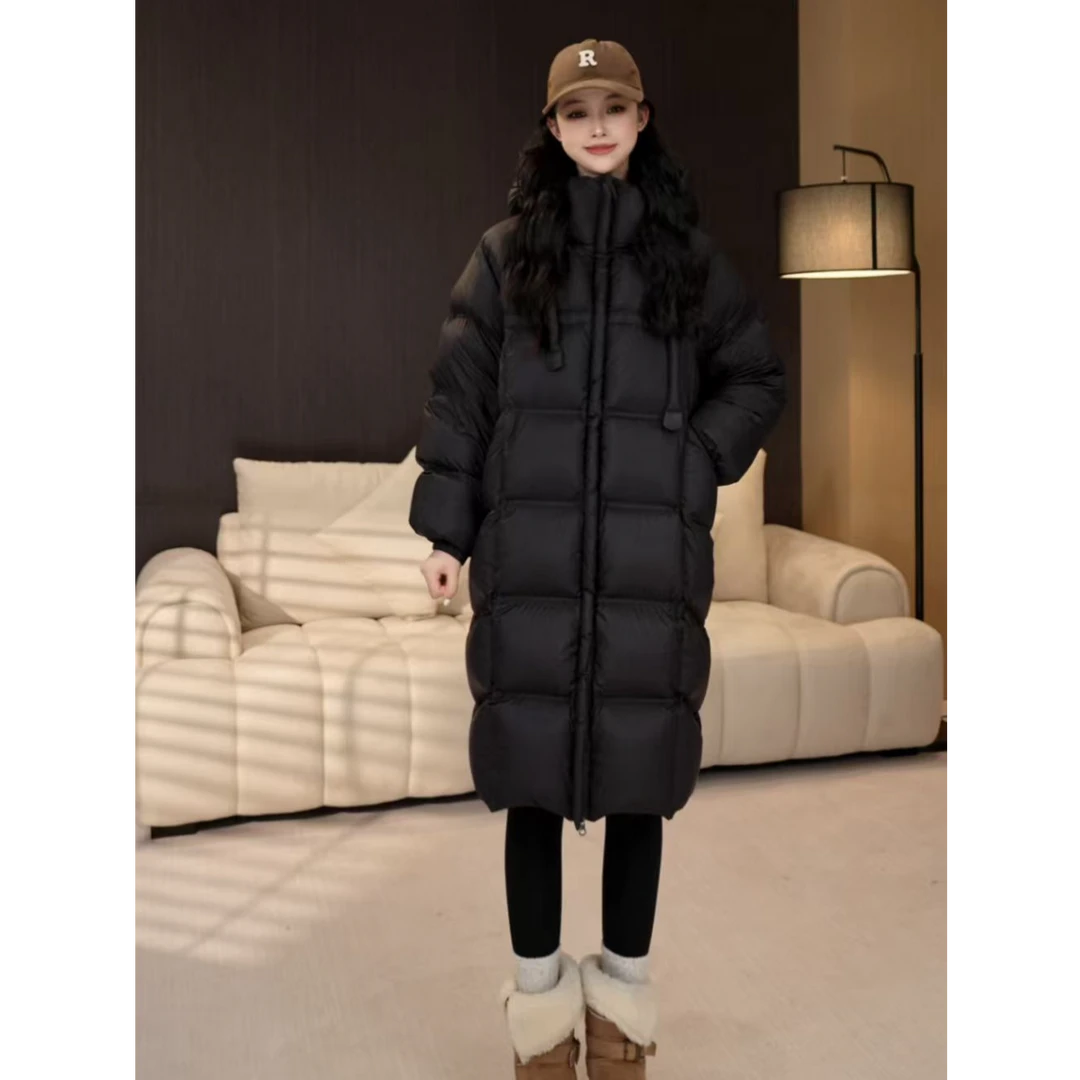 新国标95白鸭绒洋气连帽加厚冬季长款百搭显瘦保暖羽绒服