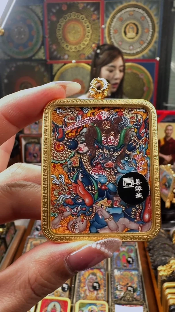 吊坠壹善缘城手绘唐卡阎魔敌