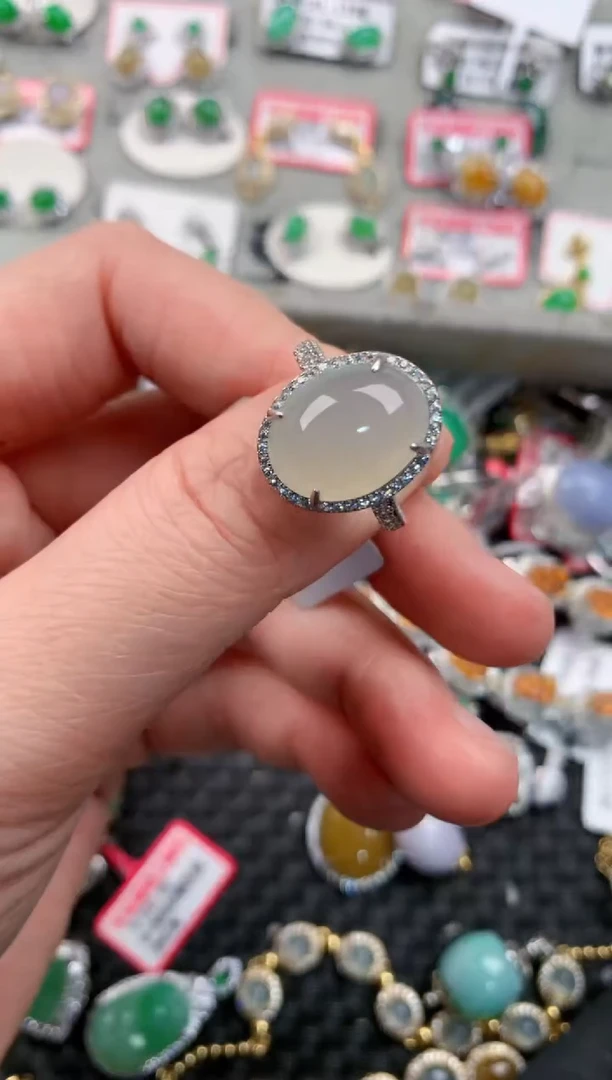 银S925镶嵌戒指翡翠1010---4