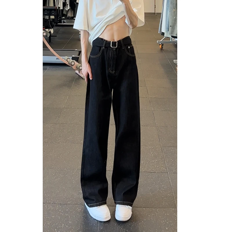 高腰阔腿牛仔裤男夏季2025新品复古宽松百搭显瘦垂感拖地裤子