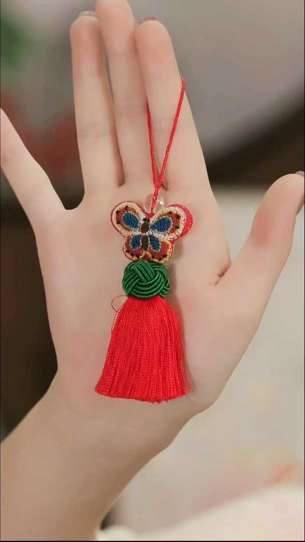 刺绣湘传礼纯手工小流苏挂件