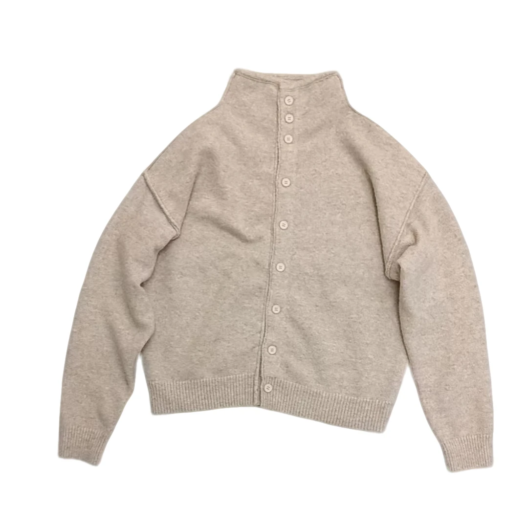 02479303半高领针织开衫 时尚简约个性百搭休闲舒适宽松减龄显瘦